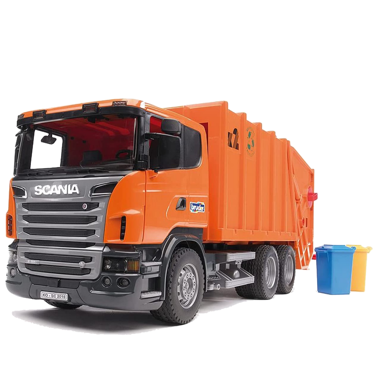 orange garbage truck toy