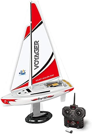 PLAYSTEM Mini Voyager 280 RC Controlled Wind Powered Sailboat in Blue - 17 Long PLAYSTEM Mini Voyager 280 RC Controlled Wind Powered Sailboat in Blue - 17 Long