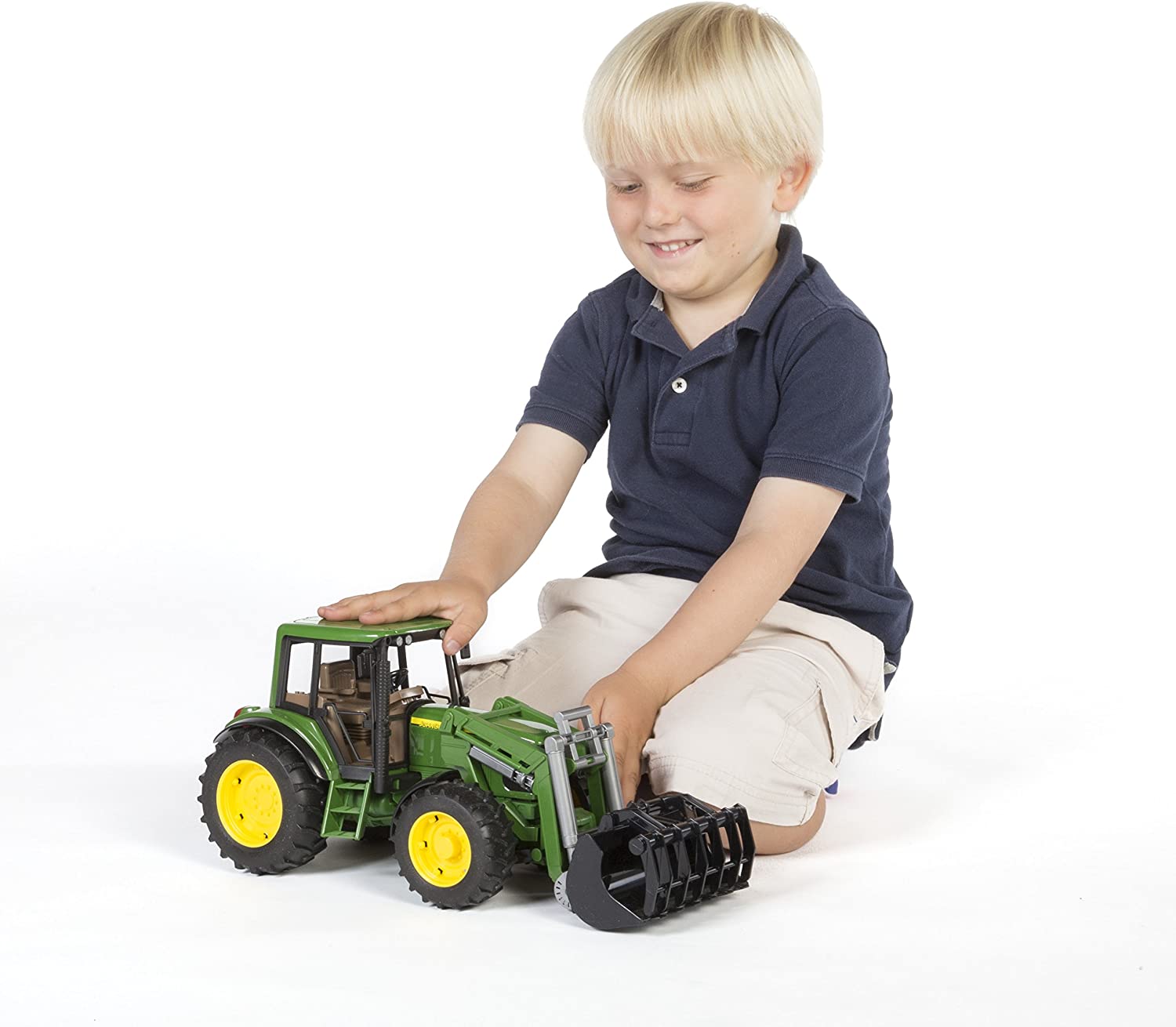 Bruder Toys John Deere 7930 With Frontloader And Trailer Toy Tractor Play  Set 
