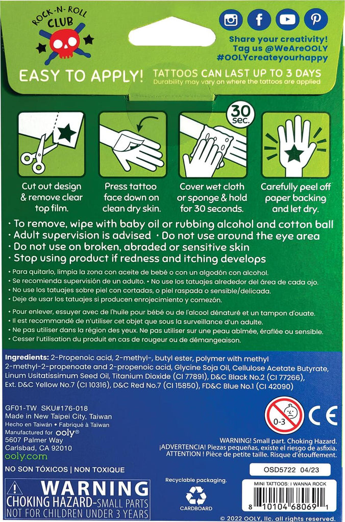 Mini Temporary Tattoos - I Wanna Rock