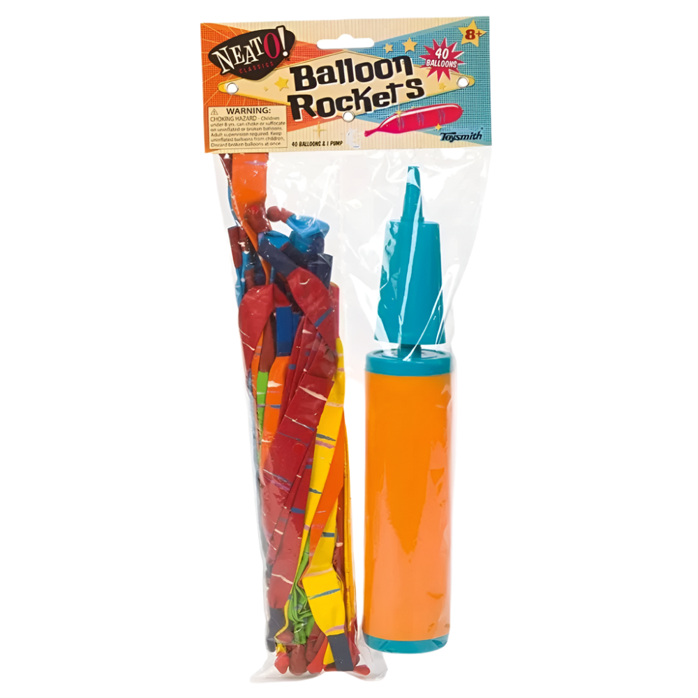 US Toy Rocket Balloons With Pump β The Great Rocky Mountain Toy Company