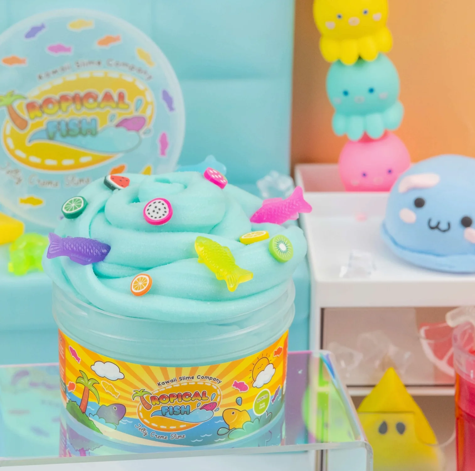 Slime Head Fish In Store Kawaii Slime Tropical Fish Jelly Creme Slime – The Great Rocky Mountain ...