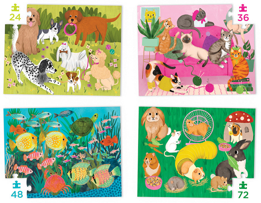 Four Puzzles to Grow On - Playful Pets
