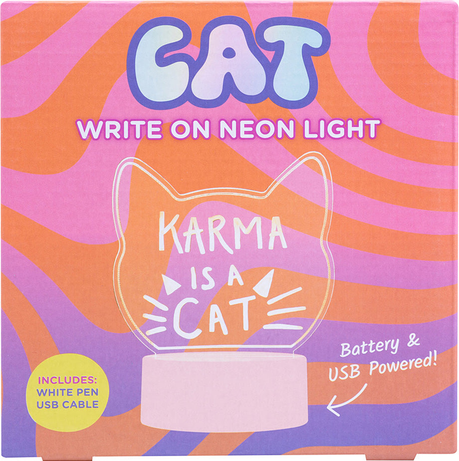 Cat Write On Neon Light