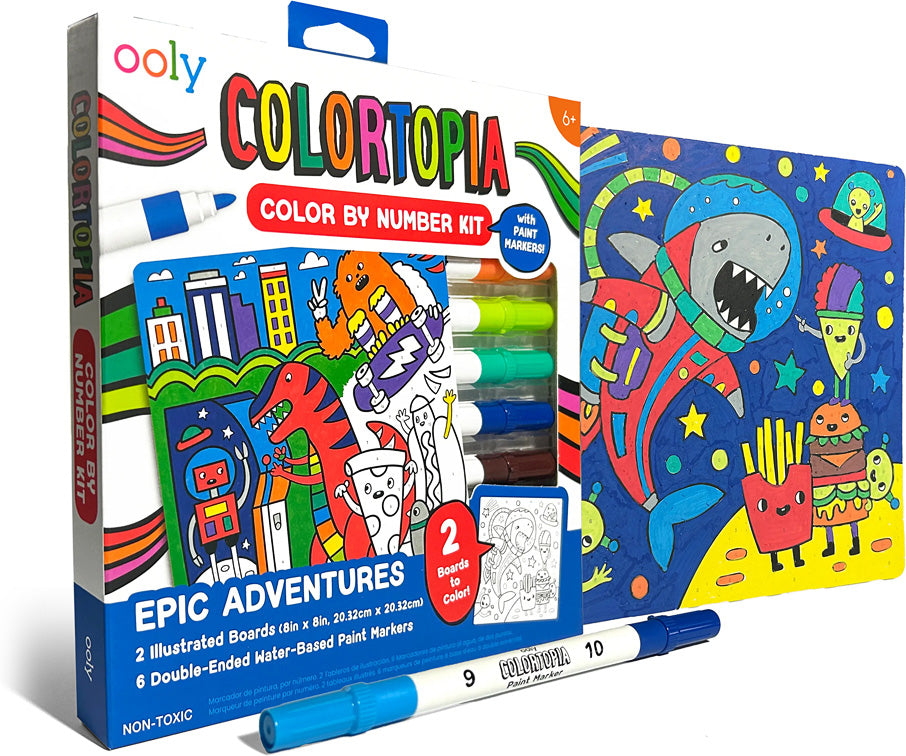 Colortopia: Color by Number Kit with Paint Markers - Epic Adventures