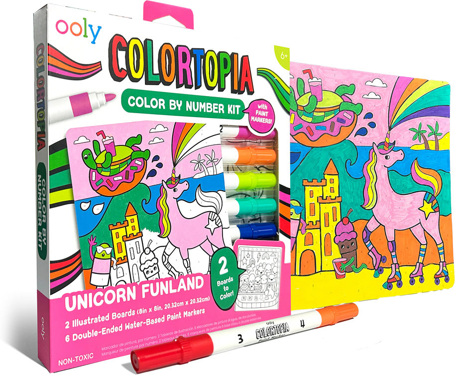 Colortopia: Color by Number Kit with Paint Markers - Unicorn Funland